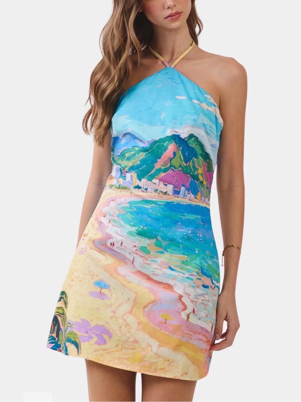 TCEC Multicolor Beach Print Mini Dress